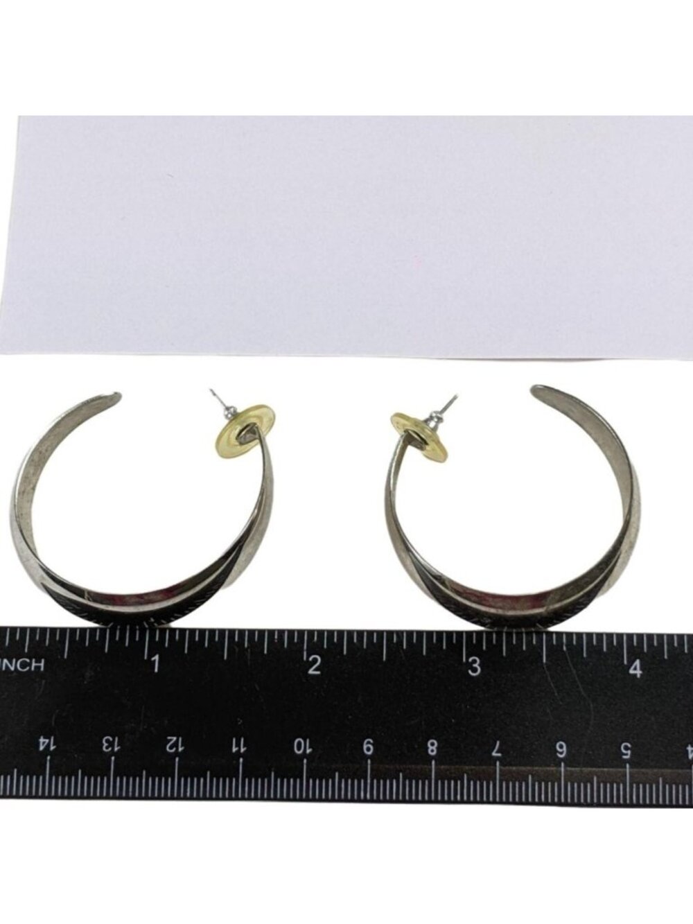 Bold Silver-Tone Hoop Earrings 2" Diameter Lightweight